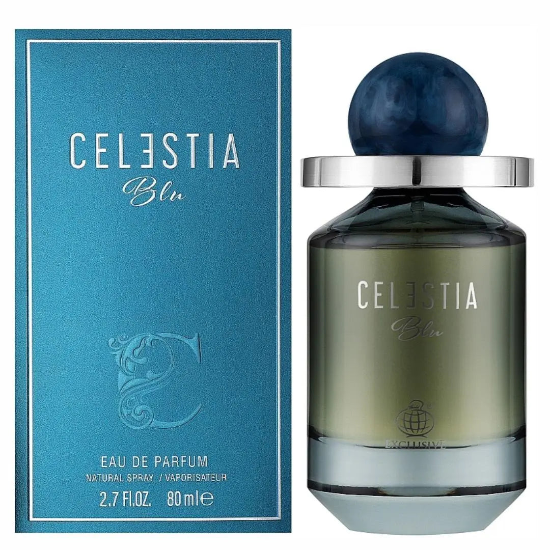 Celestia Blu Perfume 80ml EDP Single Bottle and its packet front view