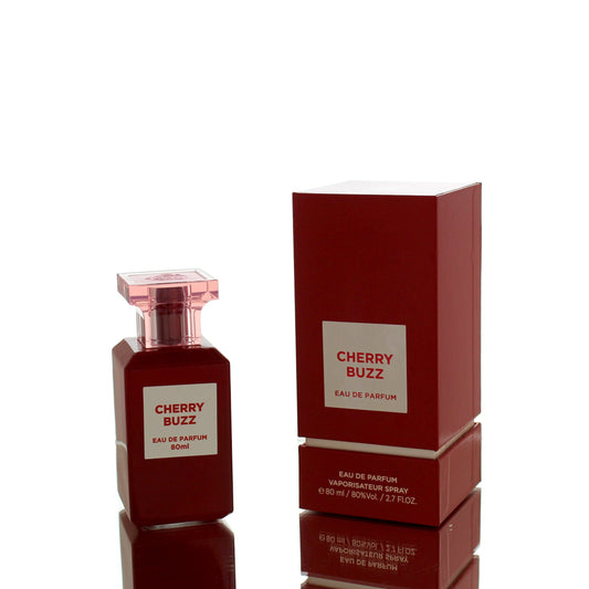 Cherry Buzz Perfume 80ml EDP Fragrance World with its packet view