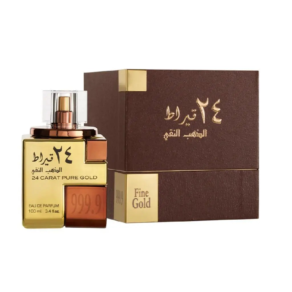 Lattafa 24 Carat Pure Gold Perfume 100ml EDP Box and Bottle for Unisex