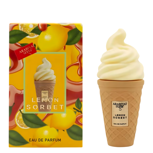 Arabiyat Sugar Lemon Sorbet 100ml EDP Arabiyat Prestige yellow box decorated with lemon bottle