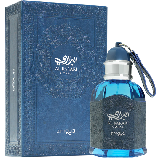 Barari Coral Perfume 100ml EDP Zimaya By Afnan - A Dubai perfume with blue glass and luxury embossed bottle