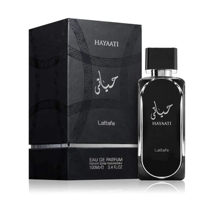 Hayaati Lattafa Perfumes 100nl EDP Box and Bottle for unisex 