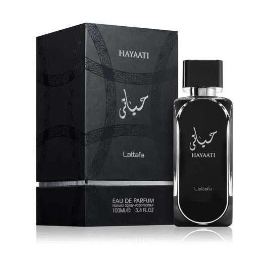 Hayaati Lattafa Perfumes 100nl EDP Box and Bottle for unisex 