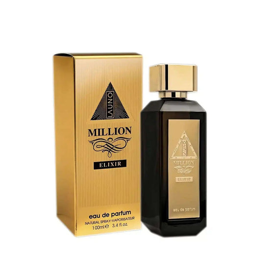La Uno Million Elixir 100ml EDP Bottle and its packet photography