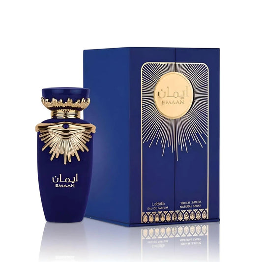 Lattafa Emaan Perfume 100ml Box and Bottle for Women
