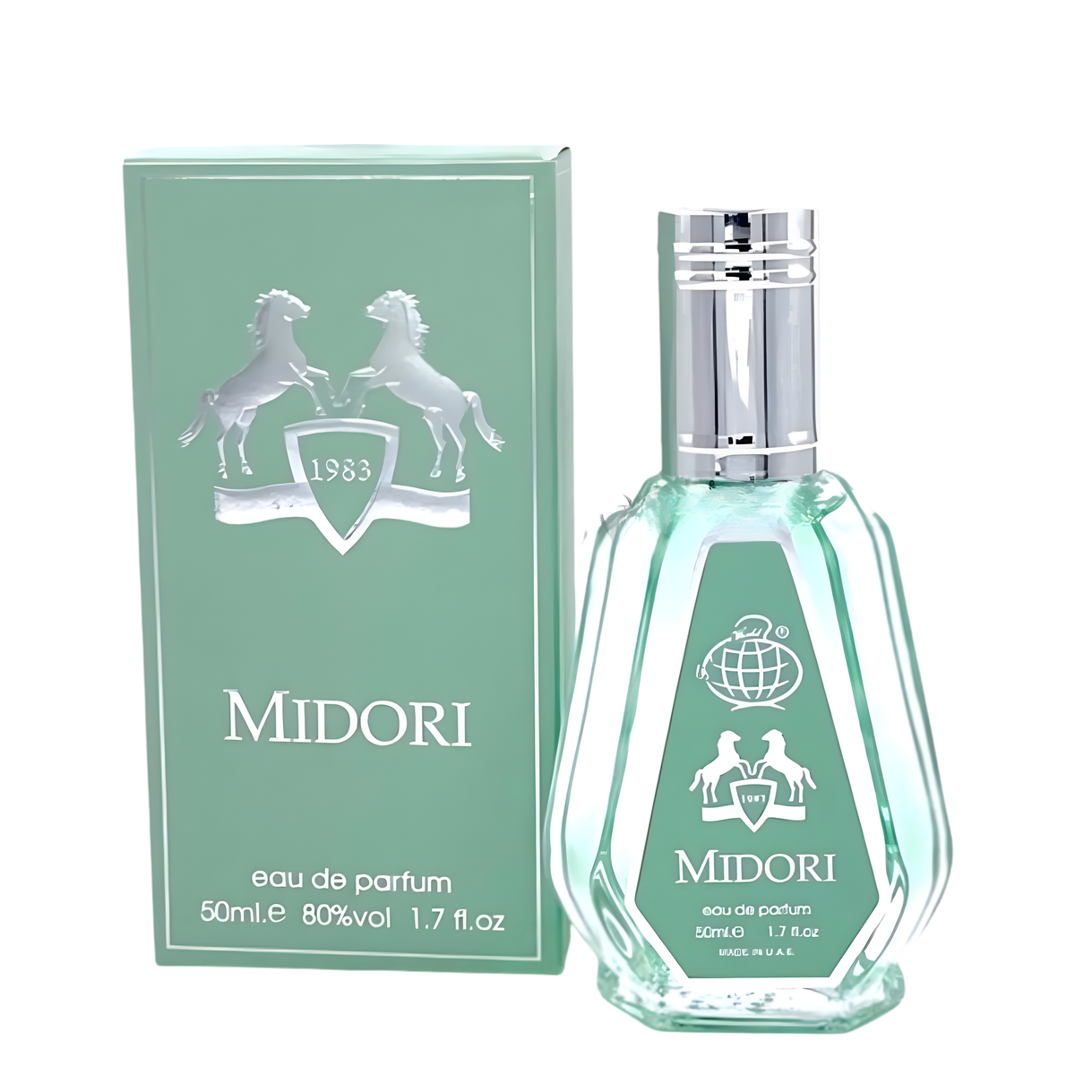 Midori eau de parfum 50ml mint green bottle with silver cap