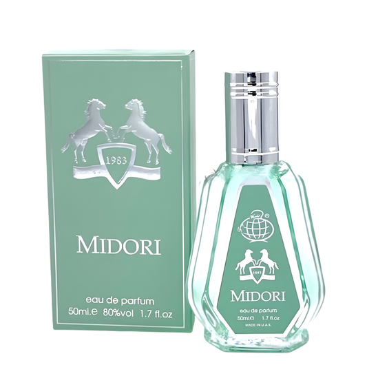 Midori eau de parfum 50ml mint green bottle with silver cap