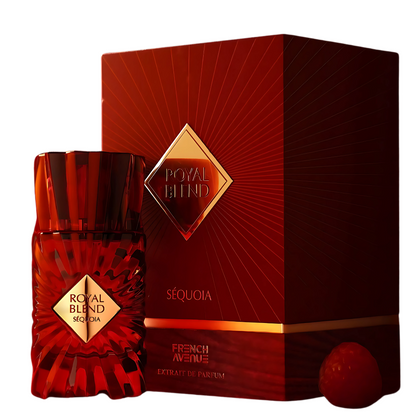 Royal Blend Sequoia 100ml EDP French Avenue By Fragrance World - An elegant perfume in a Red crystal bottle.