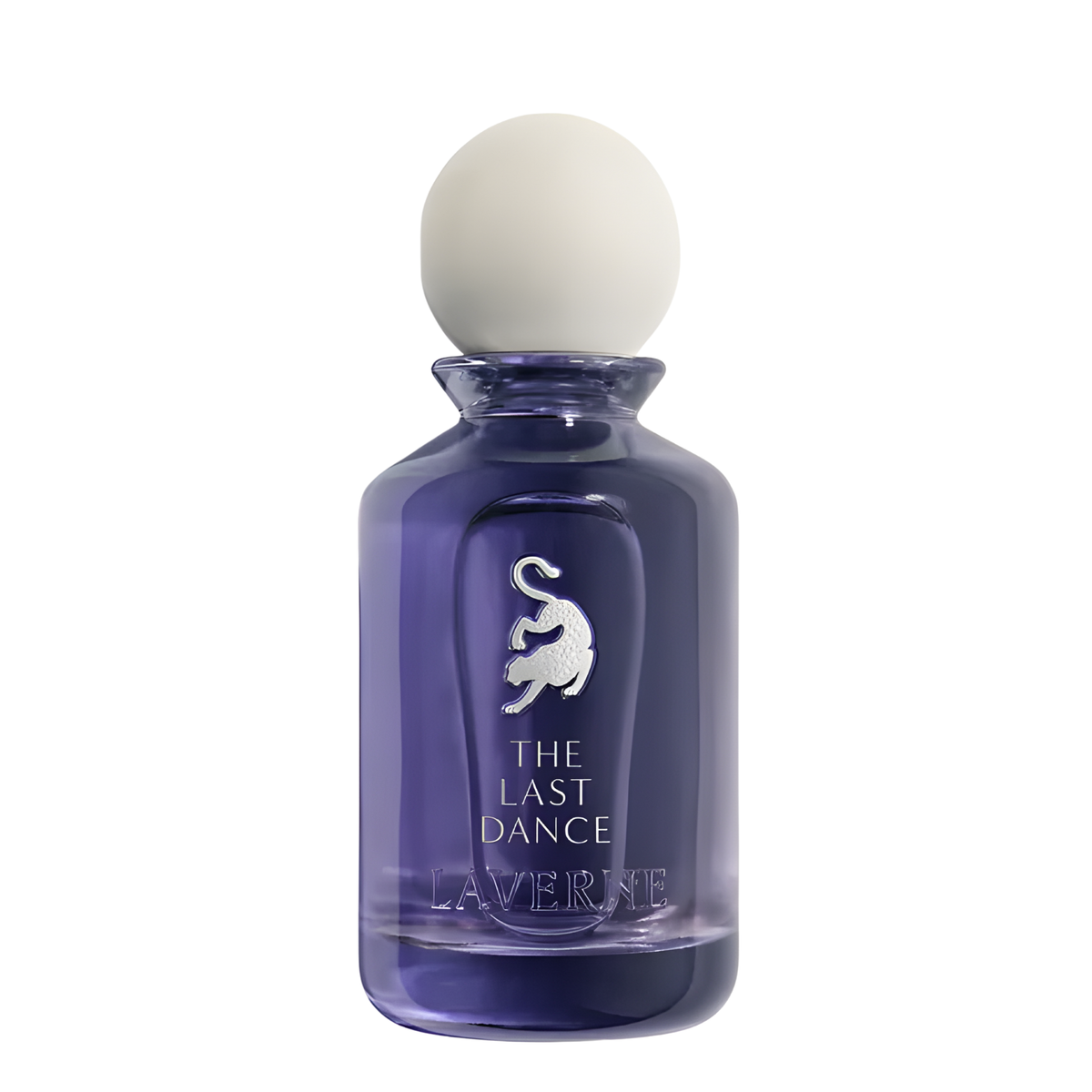 The Last Dance 100ml EDP Laverne The Last Dance EDP 100ml purple glass perfume bottle with round white cap.