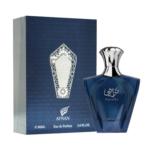 Turathi Blue 90ml EDP Perfume by Afnan with blue bottle