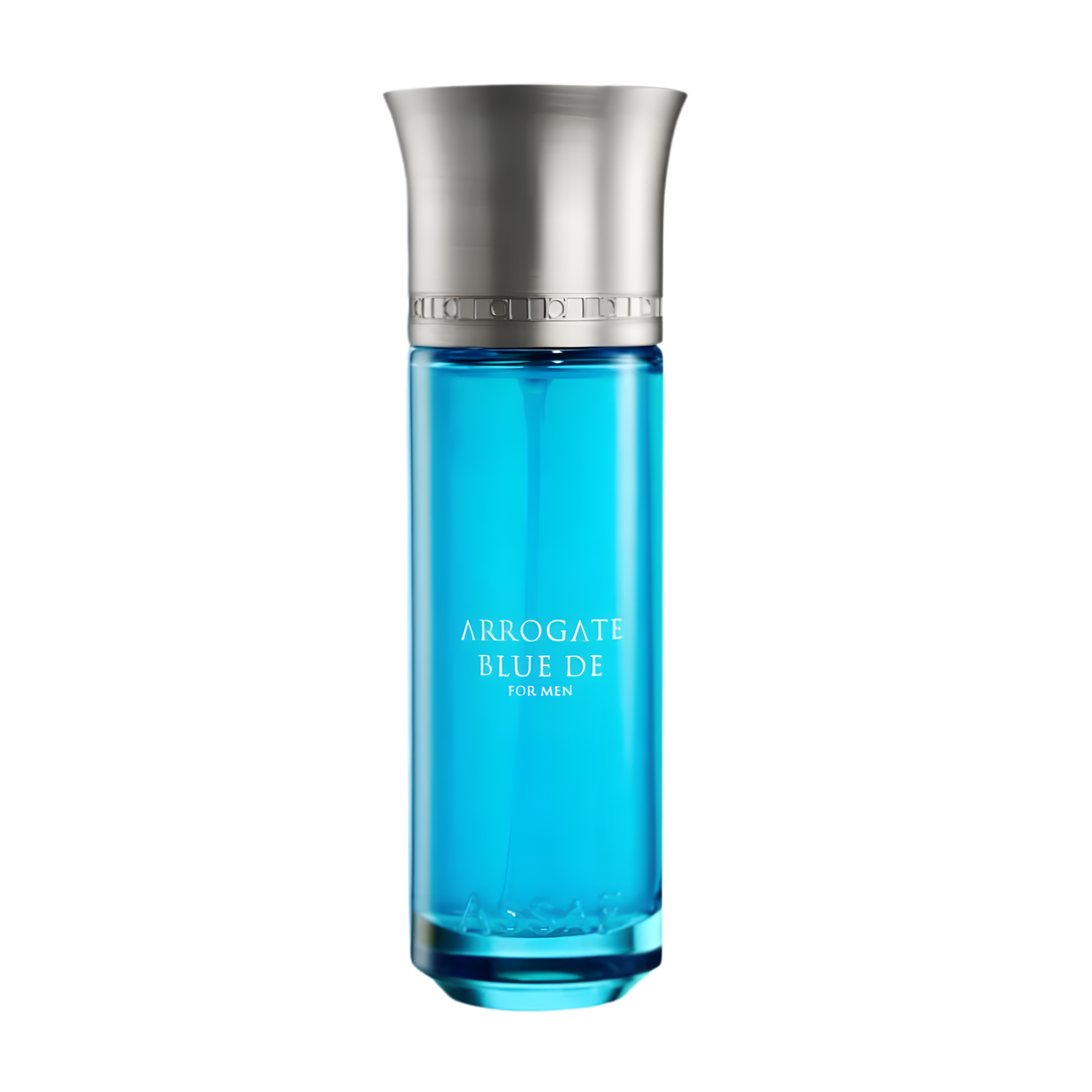 Arrogate Blue De for Men blue glass perfume bottle with silver cap