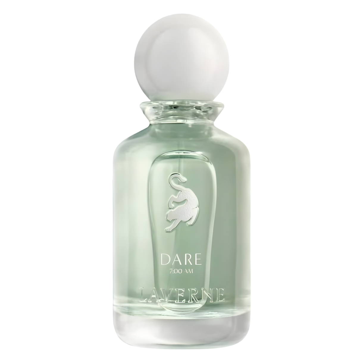 Laverne Dare 100ml Eau de Parfum green glass perfume bottle with round cap.