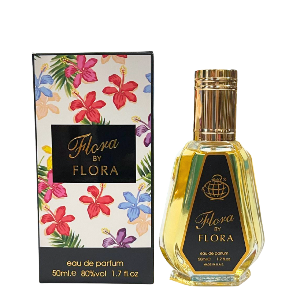 Flora By Flora Perfume 50ml EDP Fragrance World blck and golden bottle