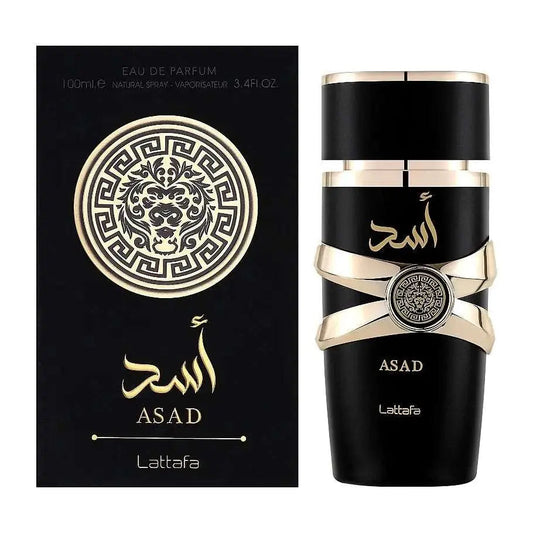 Lattafa Asad Perfume 100 ml EDPin a black Box & Bottle 