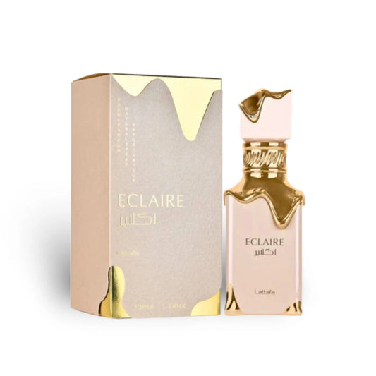 Lattafa Eclair Perfume 100ml EDP in a light pink bottle.